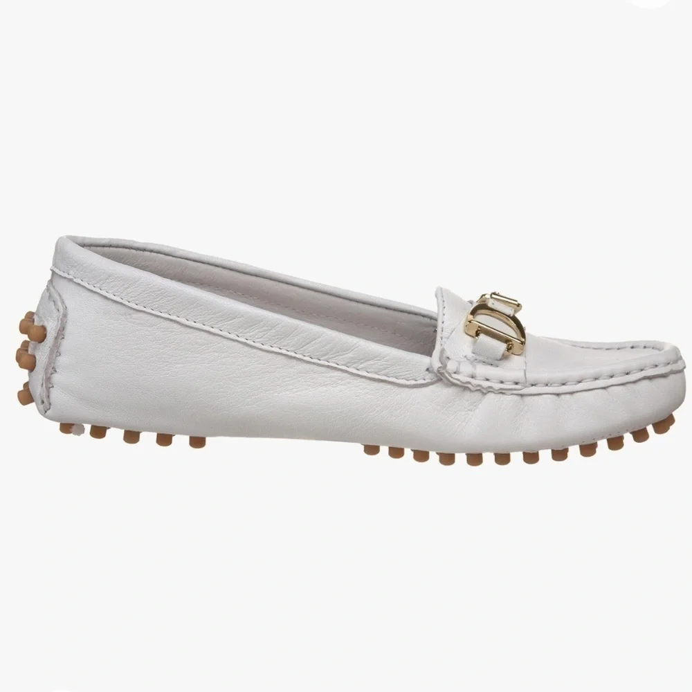 Ralph Lauren Toddler Girls Laine Driver Slip-on White Napa Leather Shoe Size 6